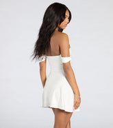 Classics Lover Off-The-Shoulder Satin A-Line Mini Dress